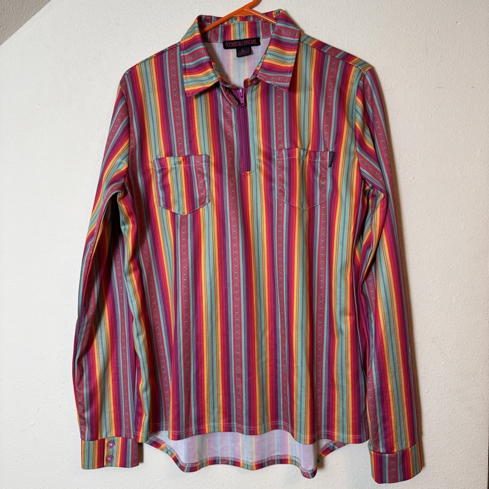 Rock & Roll Cowgirl Women's L Shirt‎ Serape Stripe Western Rodeo Top